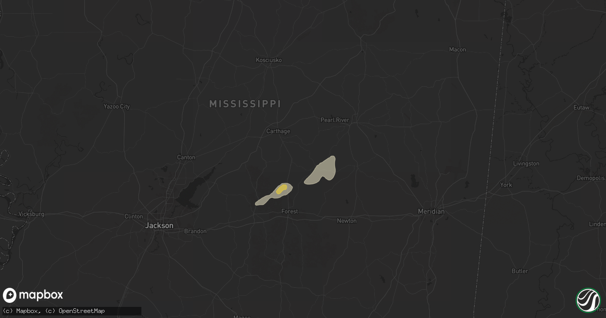 Hail map in Walnut Grove, MS on April 21, 2025