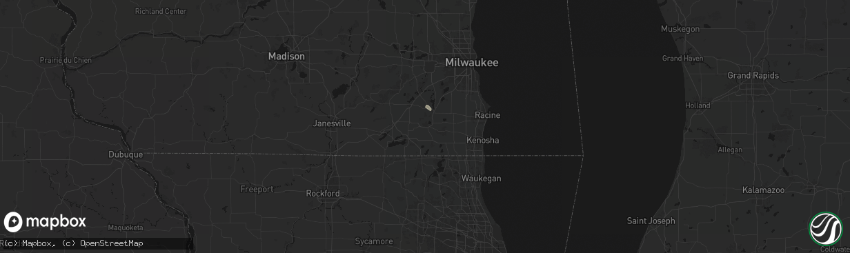 Hail map in Burlington, WI on April 21, 2026