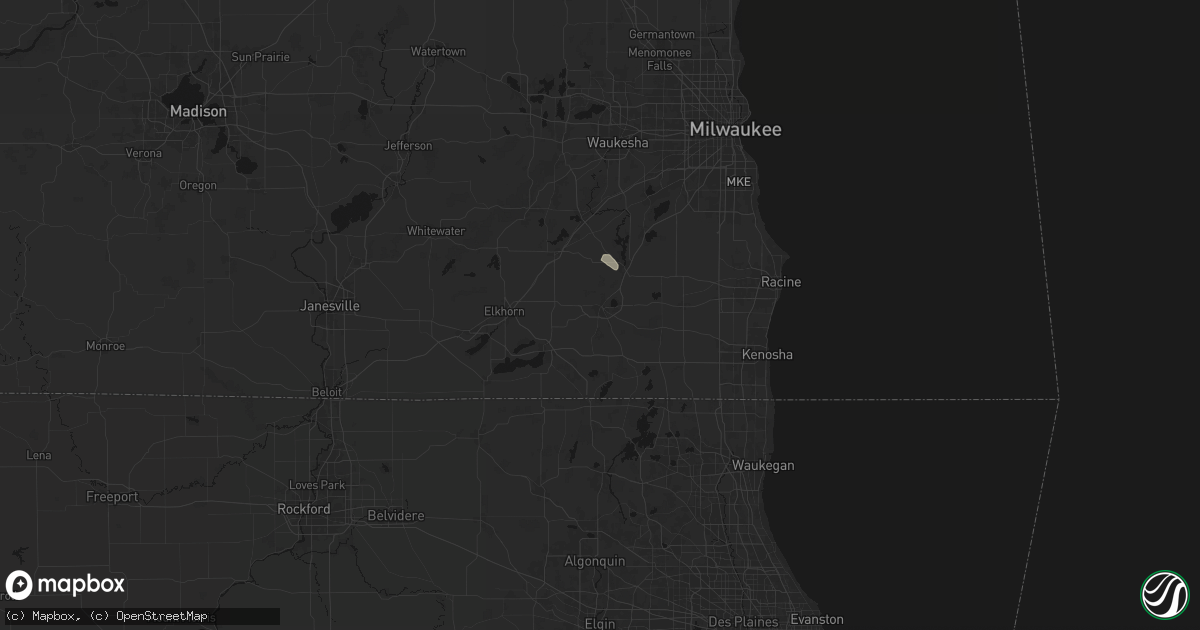 Hail map in Burlington, WI on April 21, 2026
