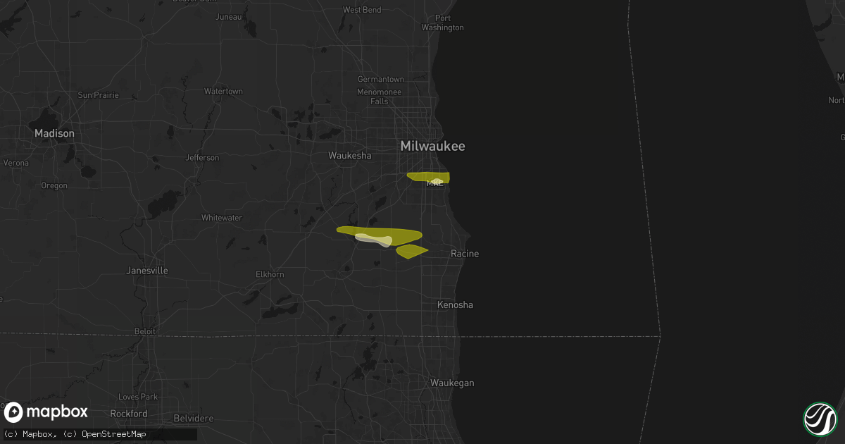 Hail map in Caledonia, WI on April 21, 2026