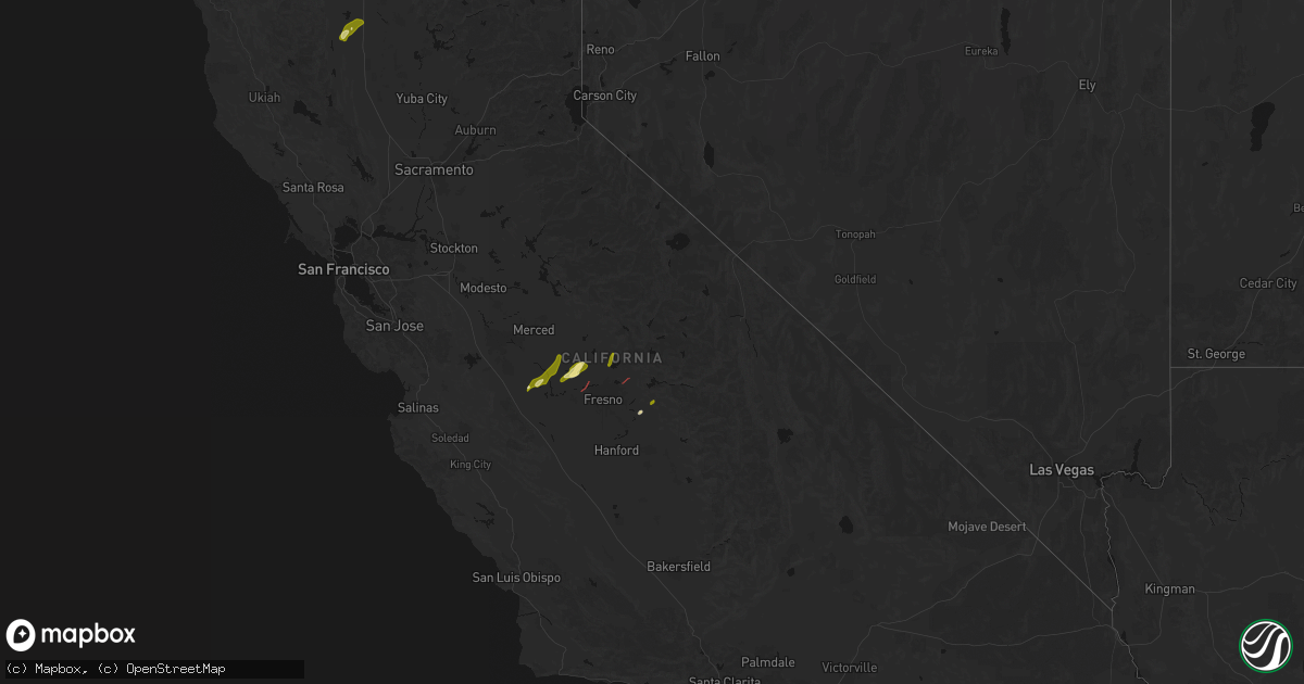 Hail map in California on April 21, 2026