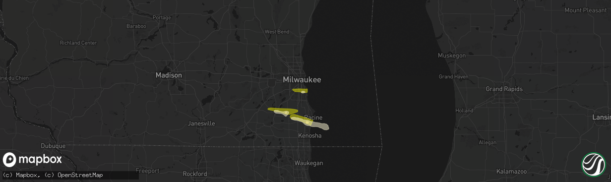 Hail map in Cudahy, WI on April 21, 2026