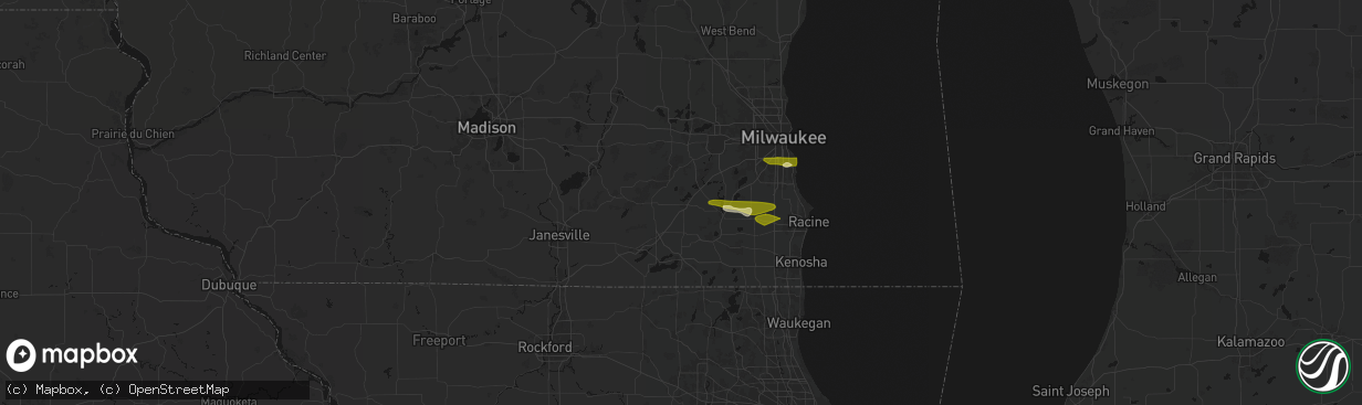 Hail map in East Troy, WI on April 21, 2026