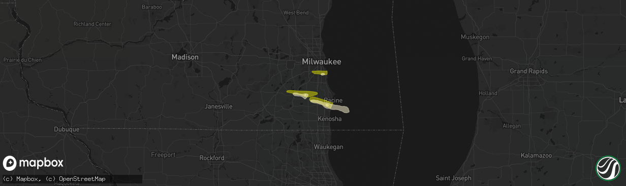 Hail map in Franksville, WI on April 21, 2026