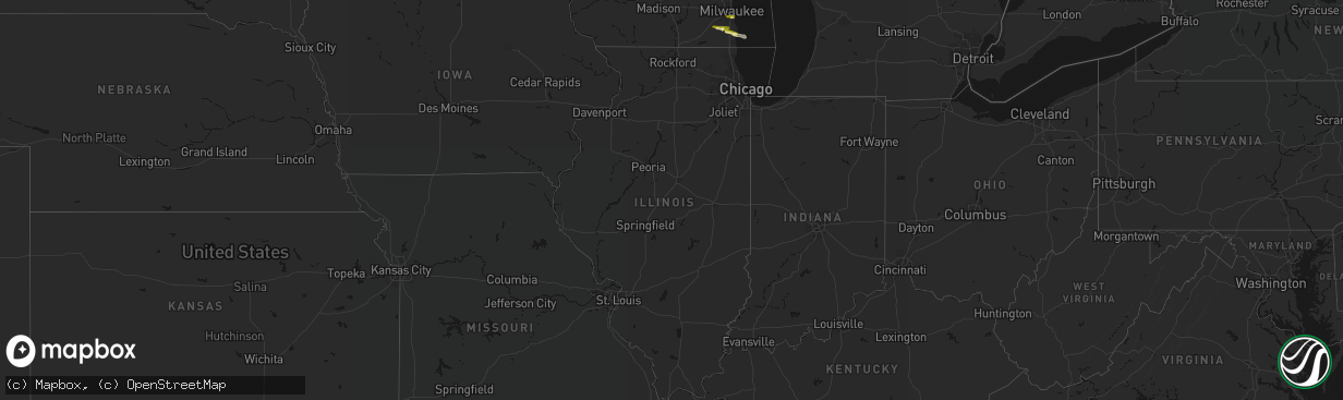Hail map in Illinois on April 21, 2026