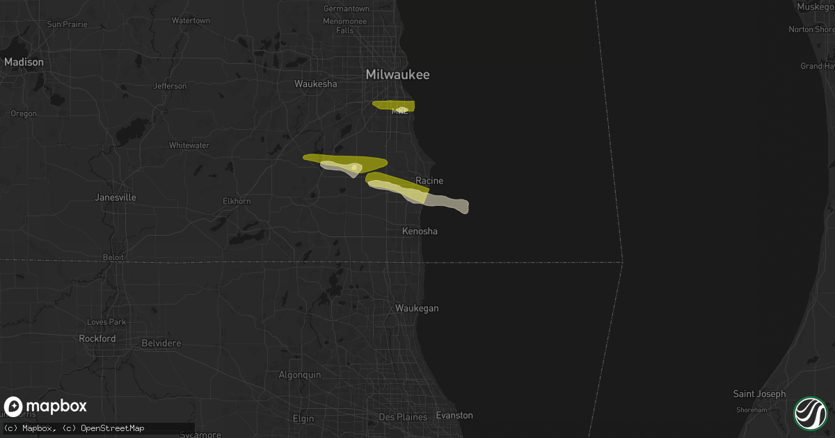 Hail map in Kenosha, WI on April 21, 2026