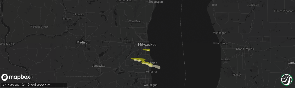 Hail map in Milwaukee, WI on April 21, 2026