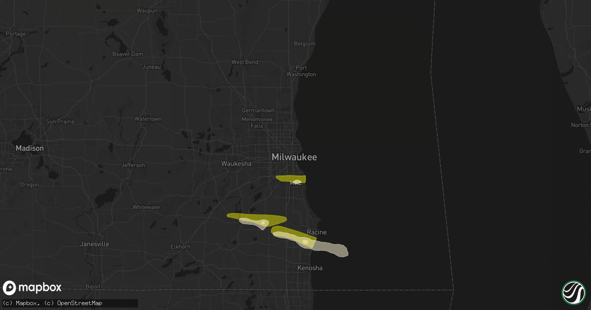 Hail map in Milwaukee, WI on April 21, 2026