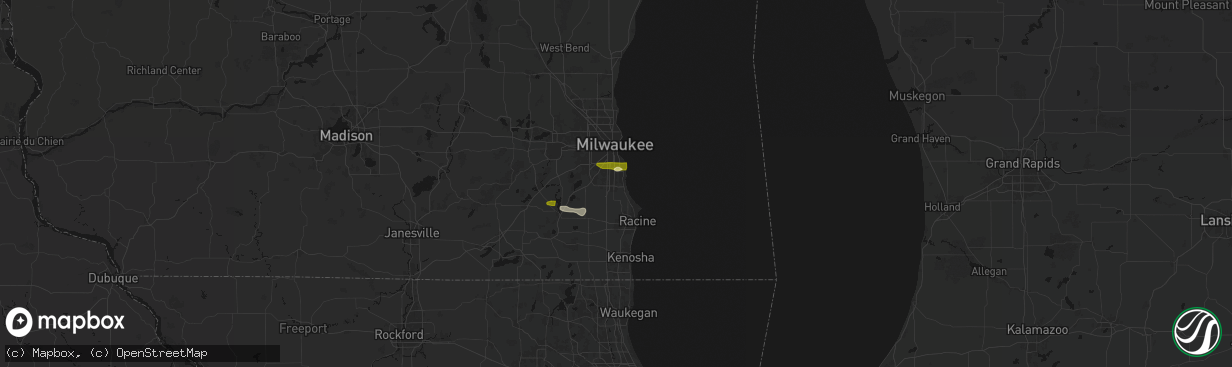 Hail map in Oak Creek, WI on April 21, 2026