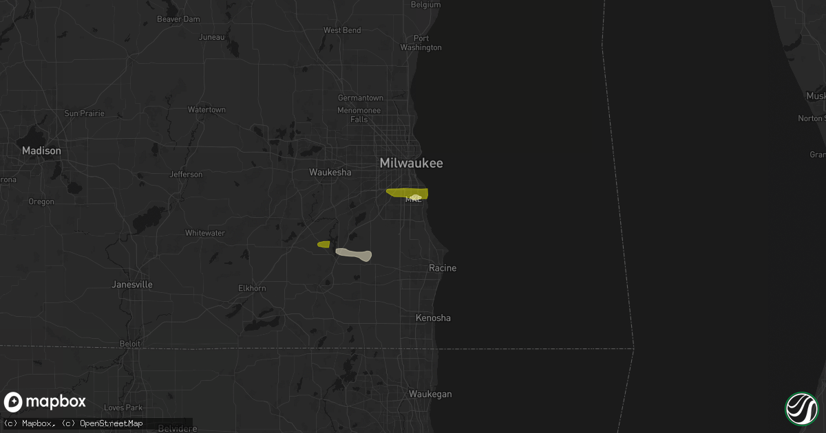 Hail map in Oak Creek, WI on April 21, 2026