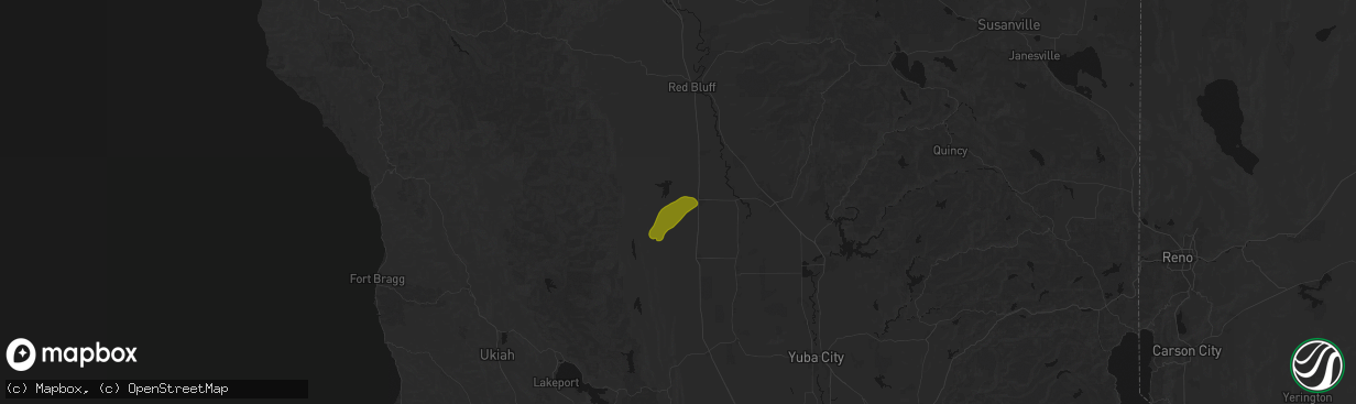 Hail map in Orland, CA on April 21, 2026