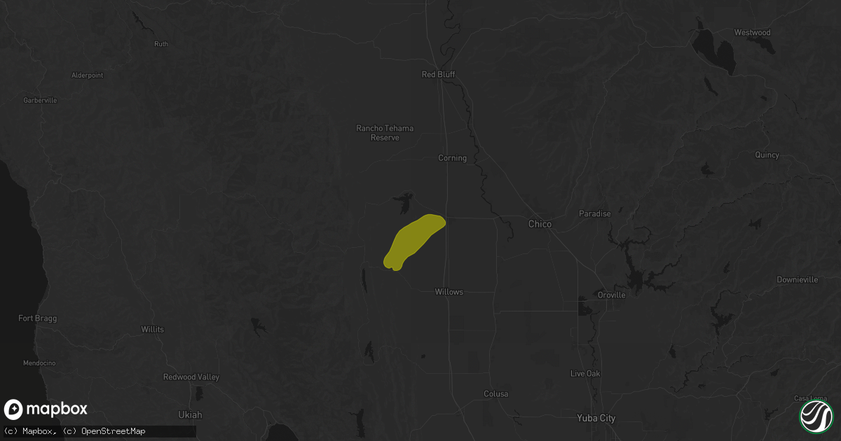 Hail map in Orland, CA on April 21, 2026