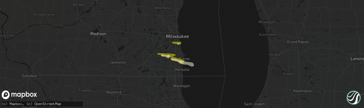 Hail map in Racine, WI on April 21, 2026