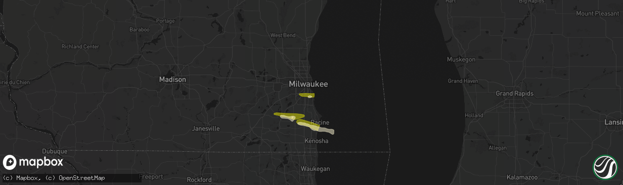 Hail map in Saint Francis, WI on April 21, 2026