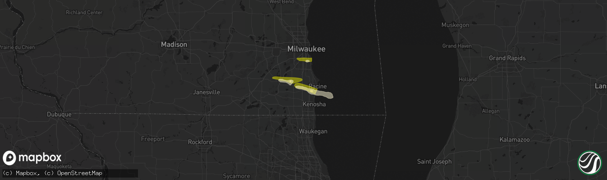 Hail map in Sturtevant, WI on April 21, 2026