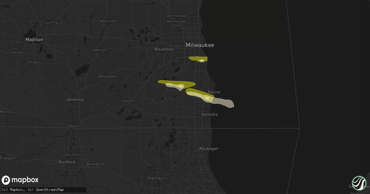 Hail map in Union Grove, WI on April 21, 2026