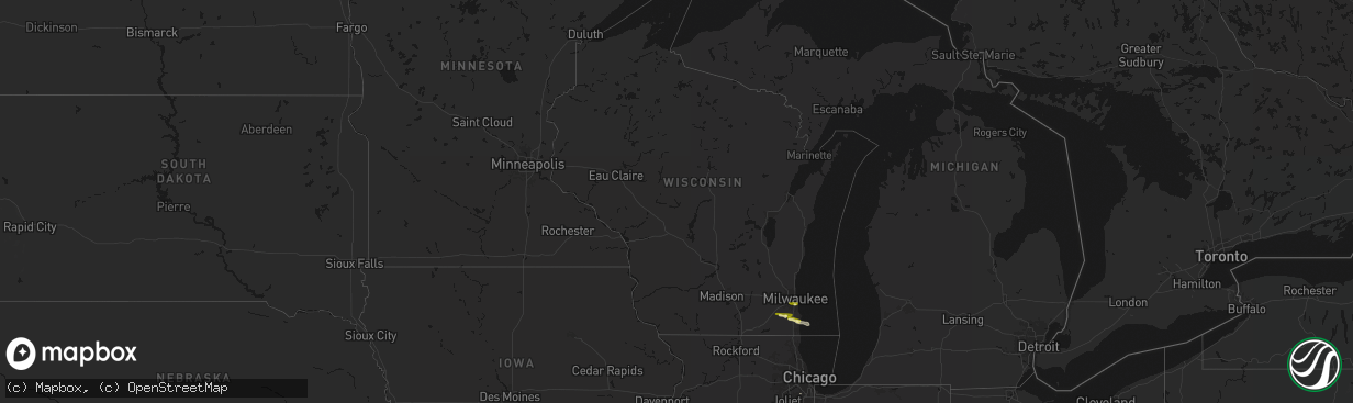 Hail map in Wisconsin on April 21, 2026