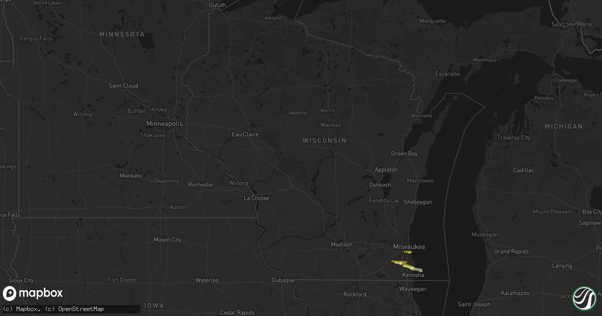 Hail map in Wisconsin on April 21, 2026