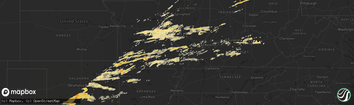 Hail map in Missouri on April 22, 2011