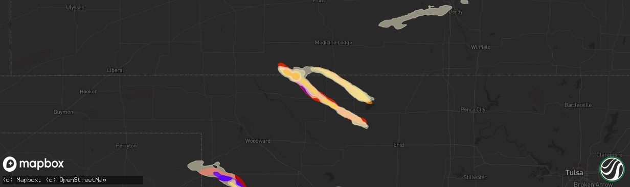 Hail map in Alva, OK on April 22, 2013