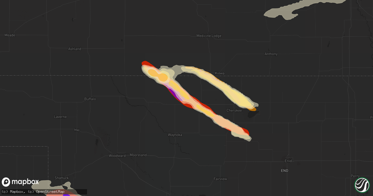 Hail map in Alva, OK on April 22, 2013