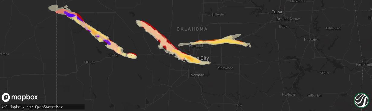 Hail map in Bethany, OK on April 22, 2013
