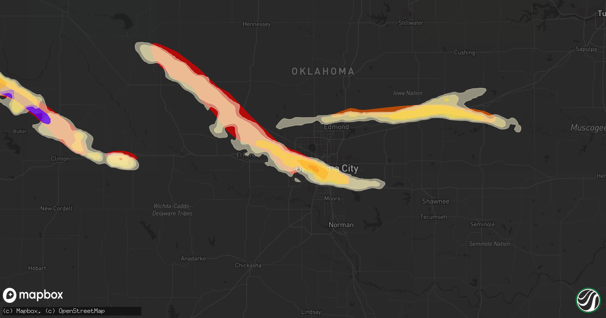 Hail map in Bethany, OK on April 22, 2013