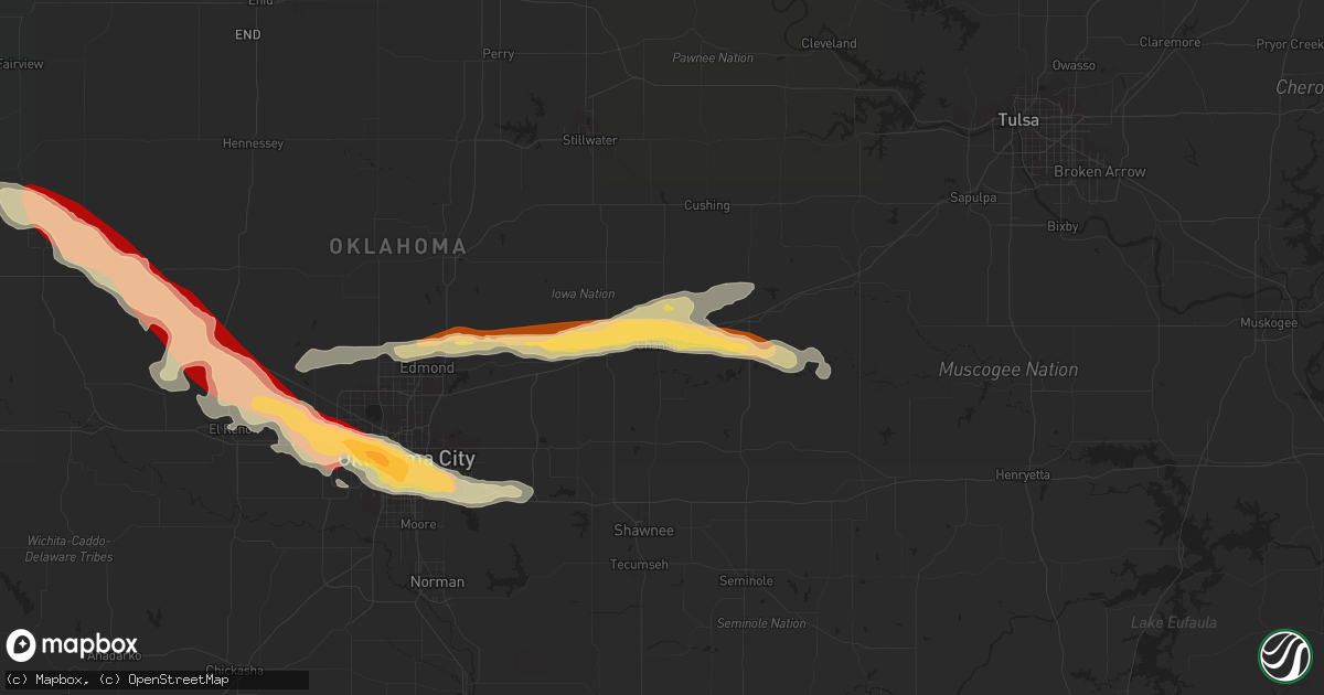 Hail map in Chandler, OK on April 22, 2013