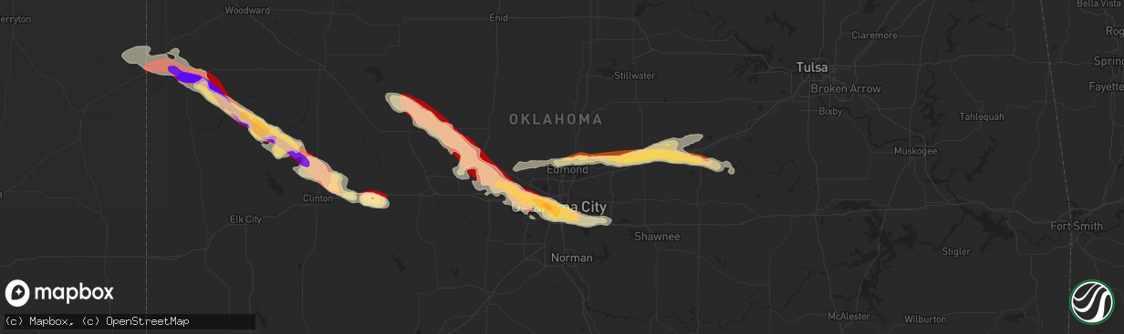 Hail map in Edmond, OK on April 22, 2013