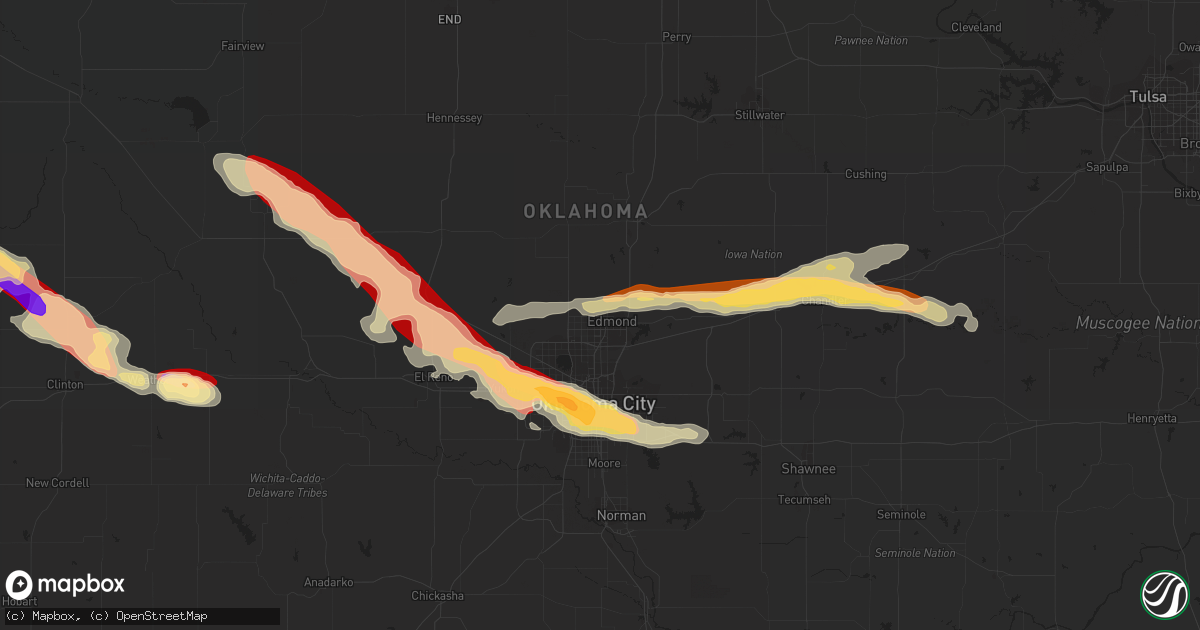 Hail map in Edmond, OK on April 22, 2013