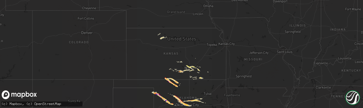 Hail map in Kansas on April 22, 2013