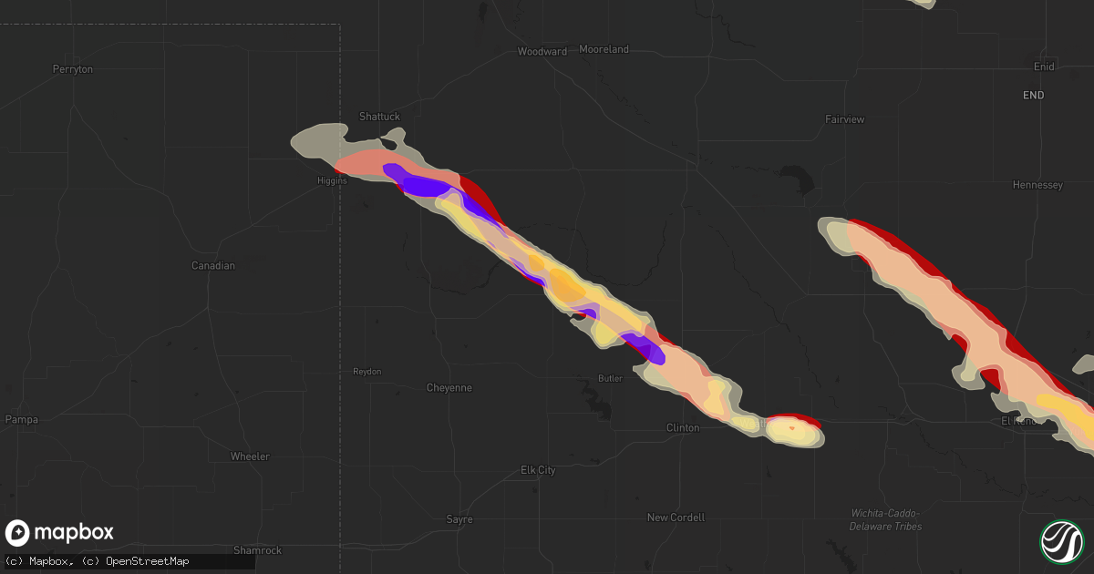 Hail map in Leedey, OK on April 22, 2013