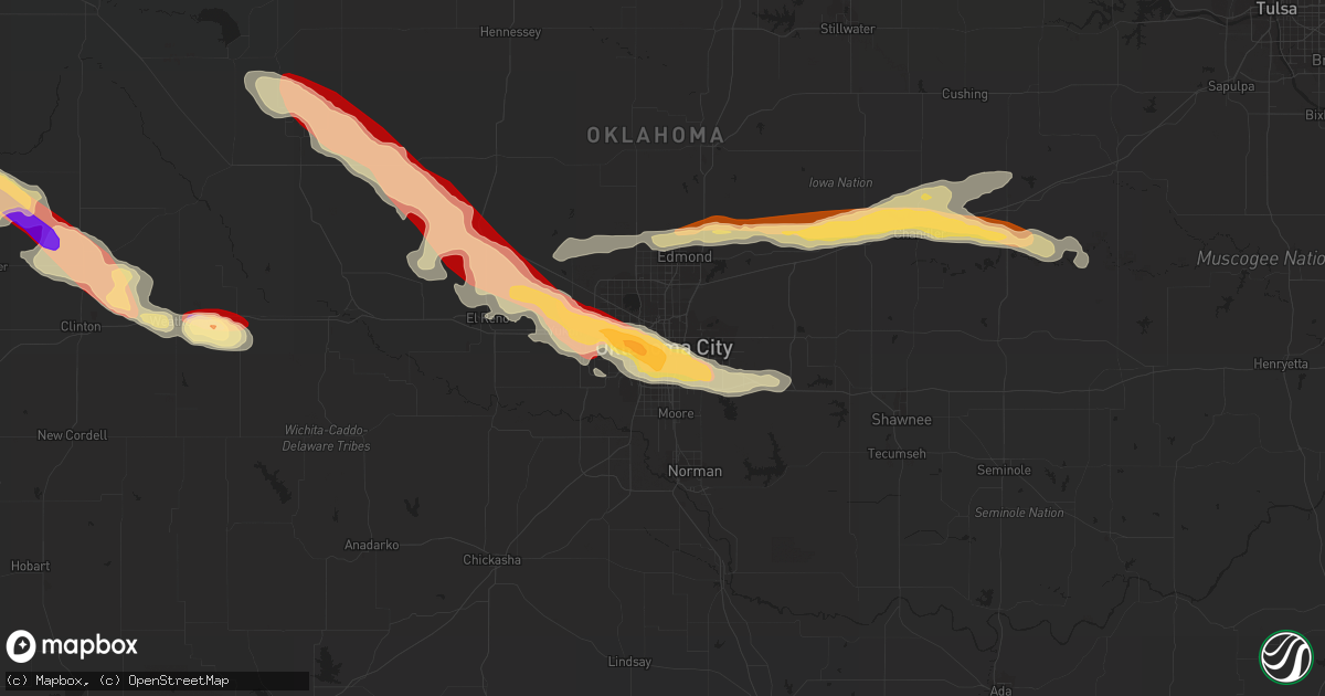 Hail map in Oklahoma City, OK on April 22, 2013
