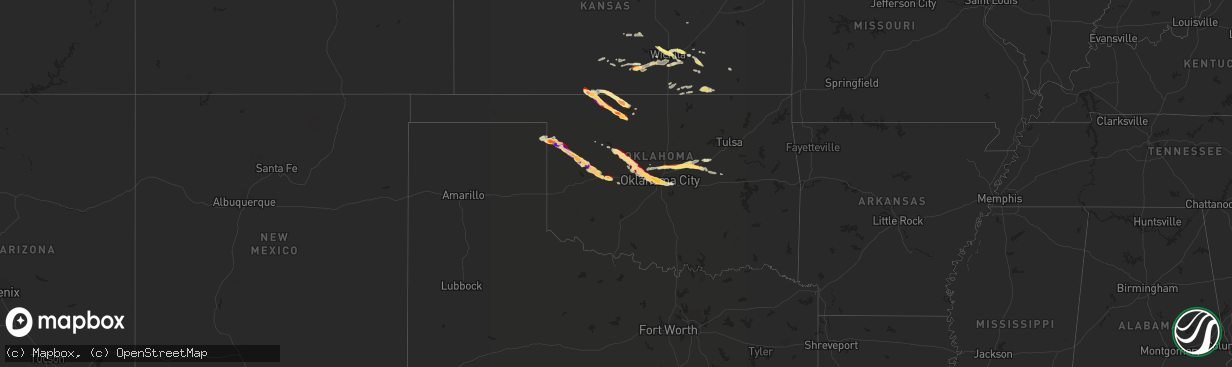 Hail map in Oklahoma on April 22, 2013