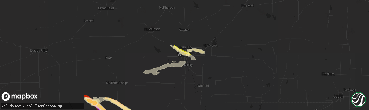 Hail map in Wichita, KS on April 22, 2013