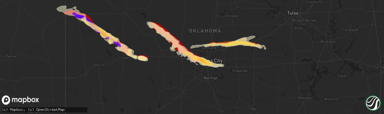 Hail map in Yukon, OK on April 22, 2013