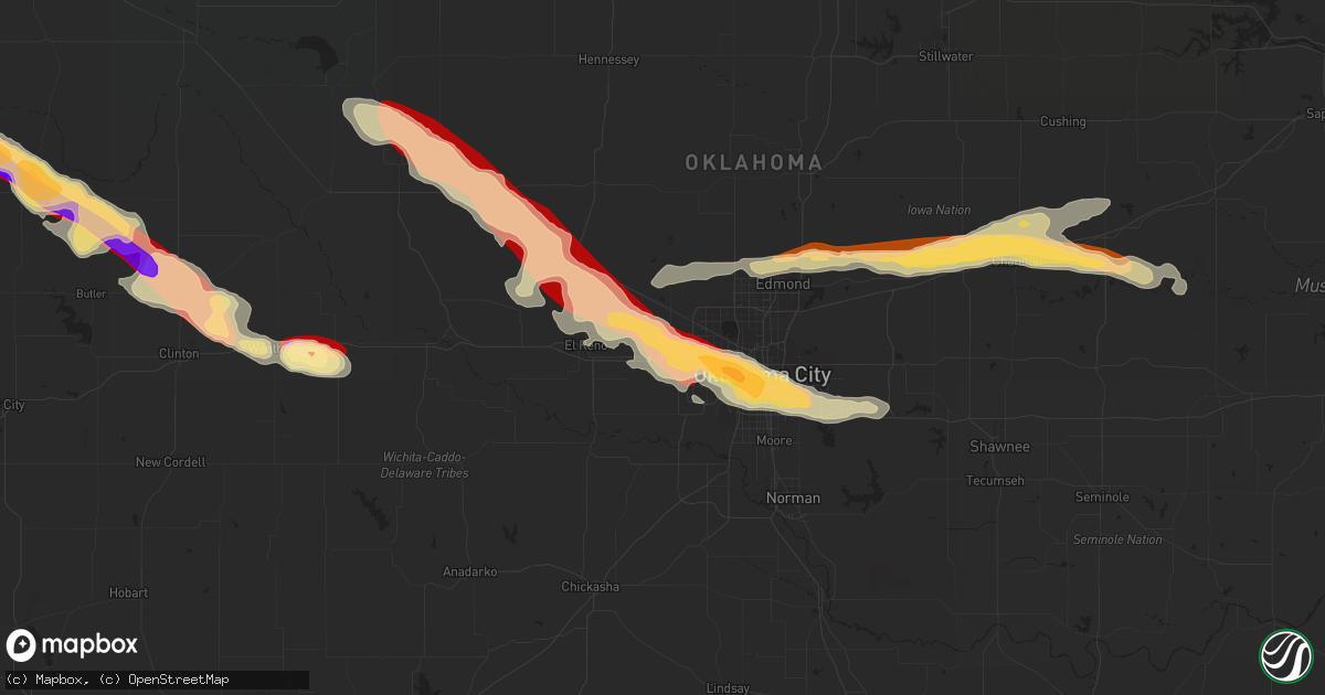 Hail map in Yukon, OK on April 22, 2013