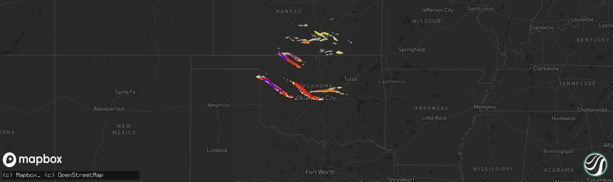 Hail map on April 22, 2013