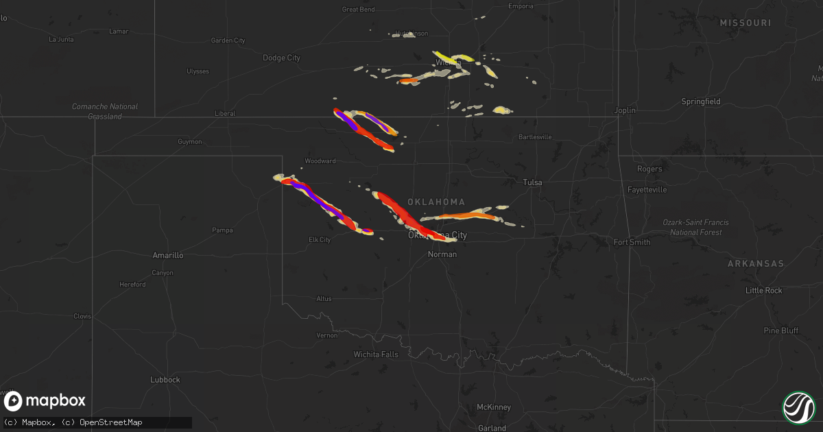 Hail map on April 22, 2013
