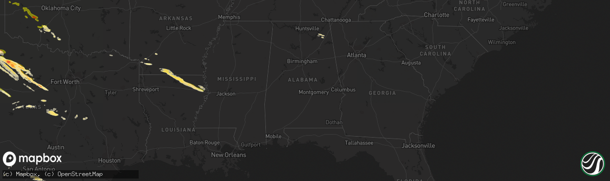 Hail map in Alabama on April 22, 2015