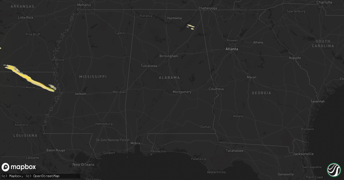 Hail map in Alabama on April 22, 2015