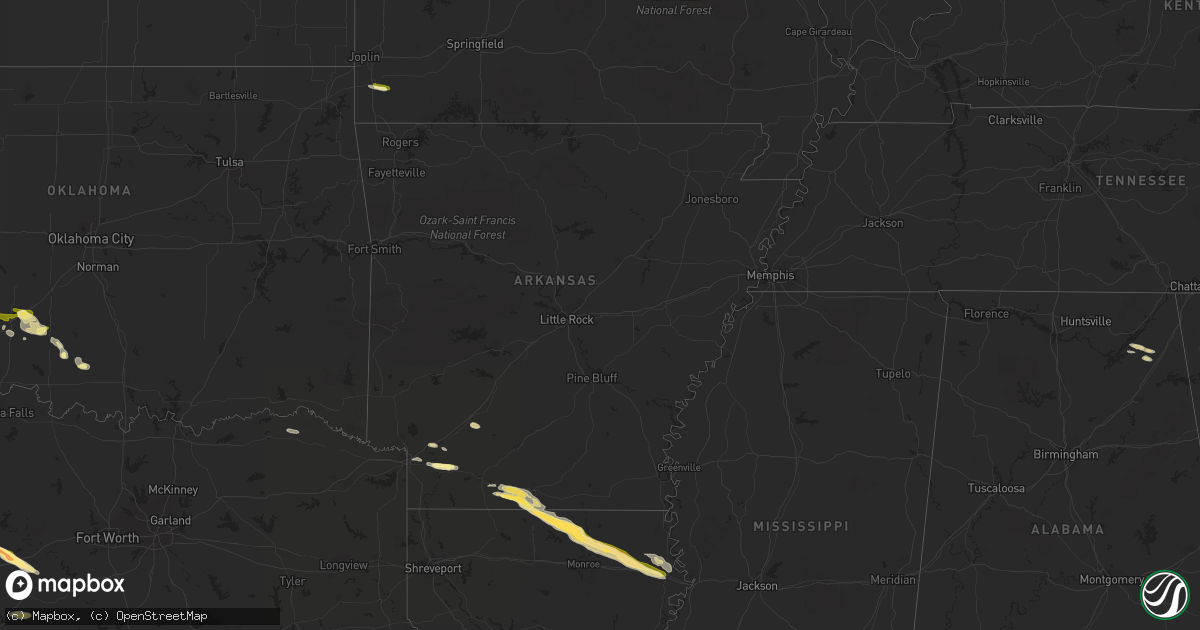 Hail map in Arkansas on April 22, 2015