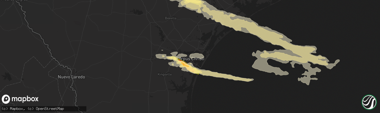 Hail map in Corpus Christi, TX on April 22, 2015