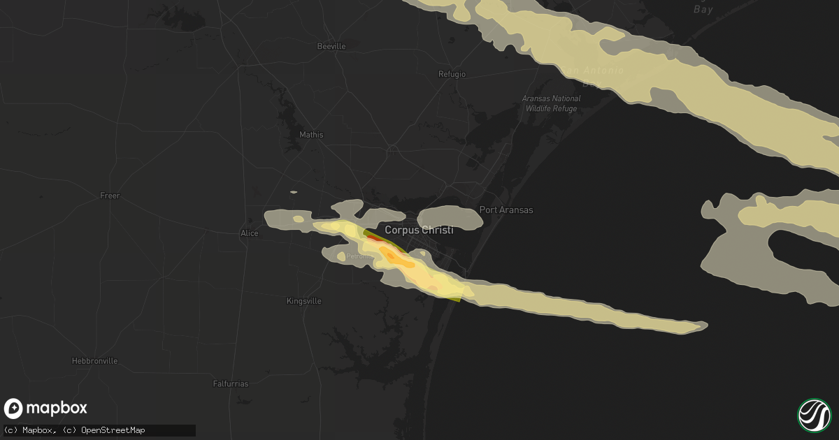 Hail map in Corpus Christi, TX on April 22, 2015