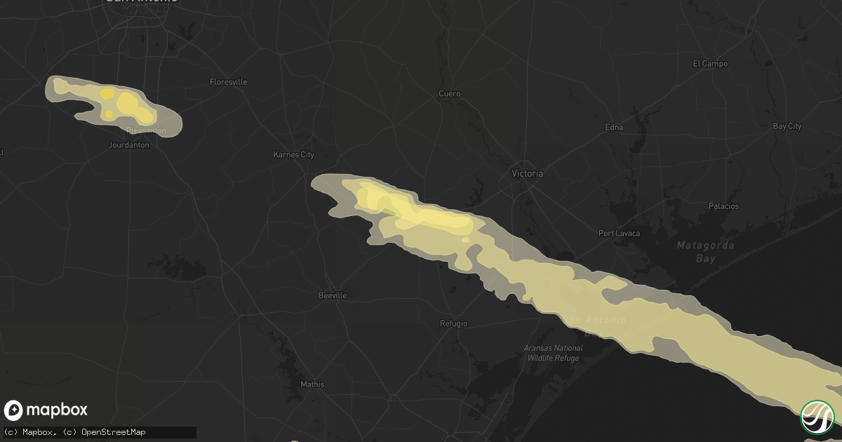 Hail map in Goliad, TX on April 22, 2015