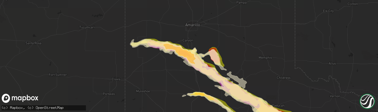 Hail map in Happy, TX on April 22, 2015