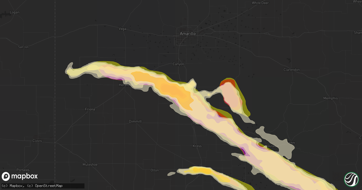 Hail map in Happy, TX on April 22, 2015