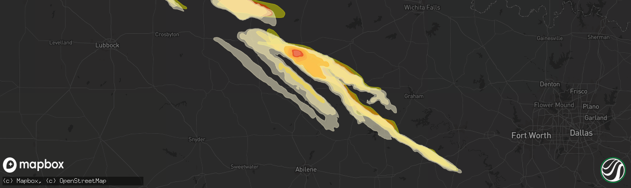 Hail map in Haskell, TX on April 22, 2015