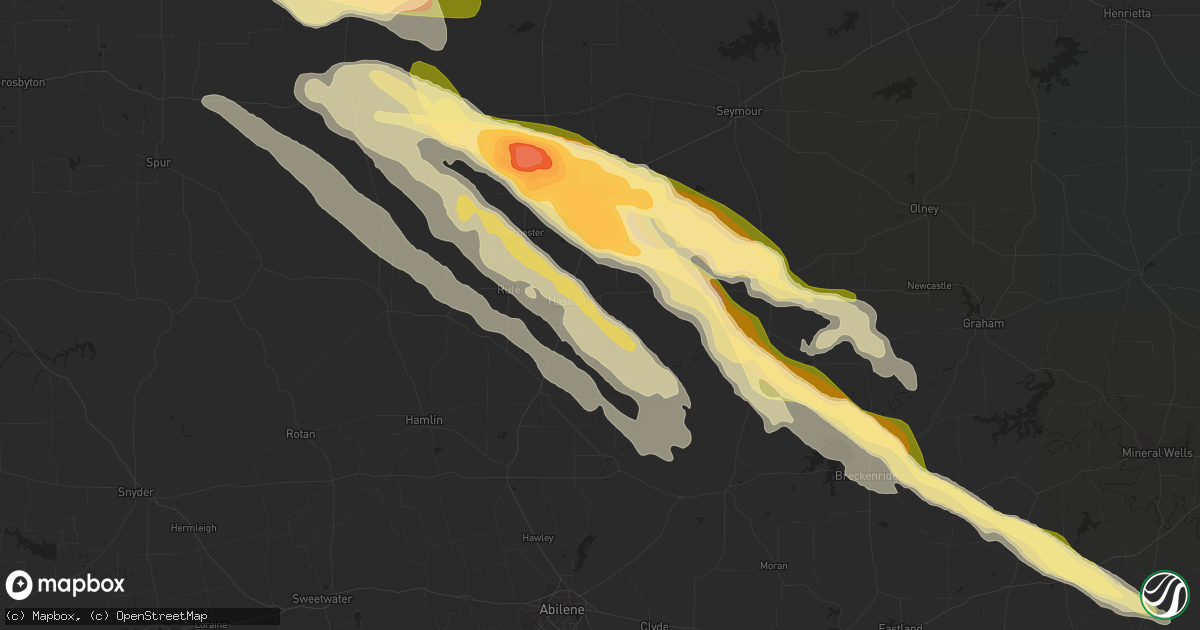 Hail map in Haskell, TX on April 22, 2015