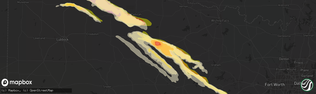 Hail map in Knox City, TX on April 22, 2015